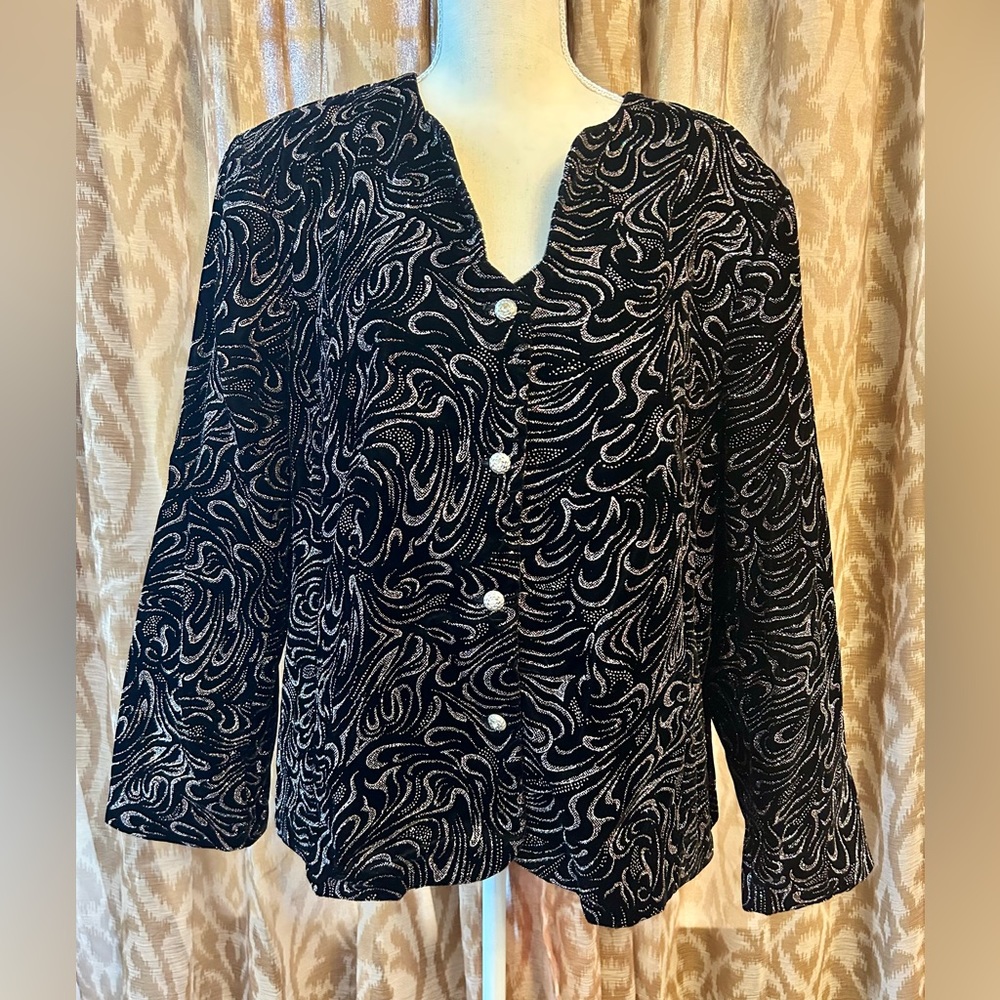 Black Velvet Sequined Jacket Top